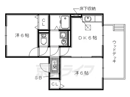 京阪電気鉄道交野線 星ケ丘駅(大阪) 徒歩15分 2階建 築22年(2DK/1階)の間取り写真