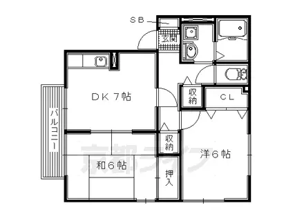 京阪電気鉄道交野線 星ケ丘駅(大阪) 徒歩5分 2階建 築28年(2DK/1階)の間取り写真