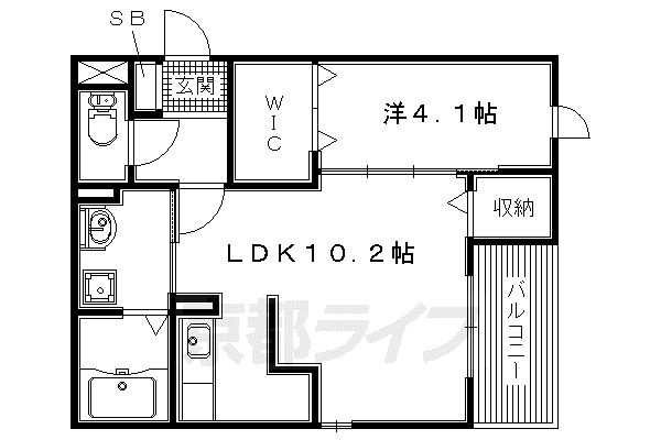 京阪電気鉄道交野線 郡津駅 徒歩14分 2階建 築9年(1LDK/3階)の間取り写真
