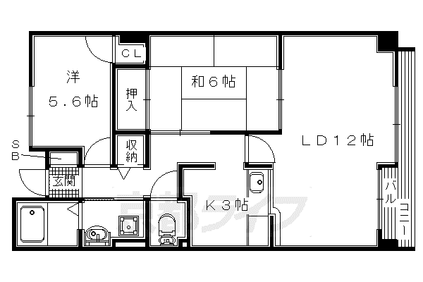 京阪電気鉄道京阪線 樟葉駅 徒歩18分 5階建 築23年(2LDK/1階)の間取り写真