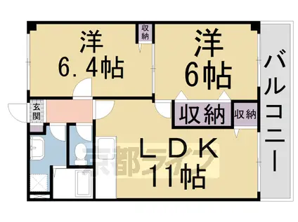 片町線 星田駅 徒歩20分 4階建 築32年(2LDK/3階)の間取り写真