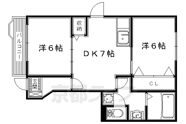 片町線 長尾駅(大阪) 徒歩11分 2階建 築25年(2DK/1階)の間取り写真