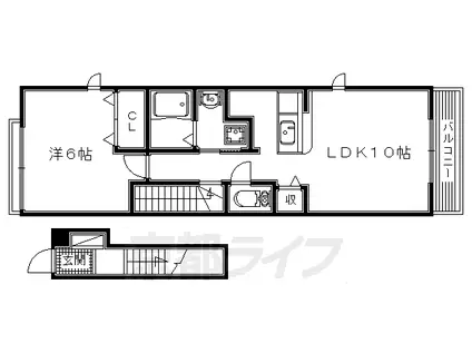 京阪電気鉄道京阪線 光善寺駅 徒歩9分 2階建 築14年(1LDK/1階)の間取り写真