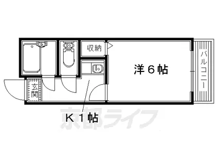 京阪電気鉄道交野線 宮之阪駅 徒歩4分 4階建 築41年(1K/4階)の間取り写真