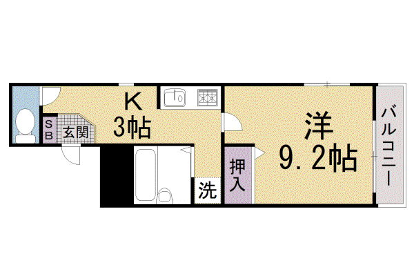 京阪電気鉄道京阪線 樟葉駅 徒歩19分 4階建 築25年(1K/3階)の間取り写真
