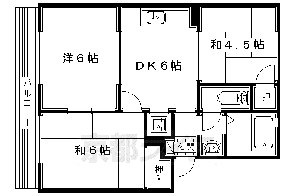 平尾ハイツ(3DK/2階)の間取り写真