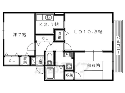 京阪電気鉄道交野線 郡津駅 徒歩24分 2階建 築28年(2LDK/2階)の間取り写真