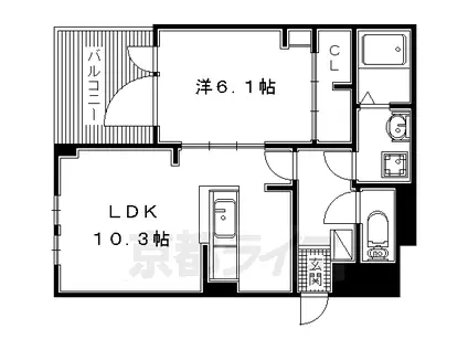 片町線 藤阪駅 徒歩24分 3階建 築6年(1LDK/3階)の間取り写真