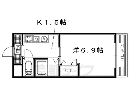 シャトレー御殿山(1K/2階)の間取り写真