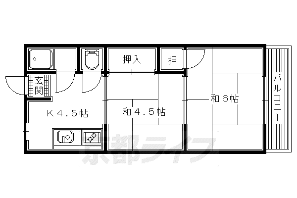 京阪電気鉄道交野線 郡津駅 徒歩18分 3階建 築54年(2K/3階)の間取り写真