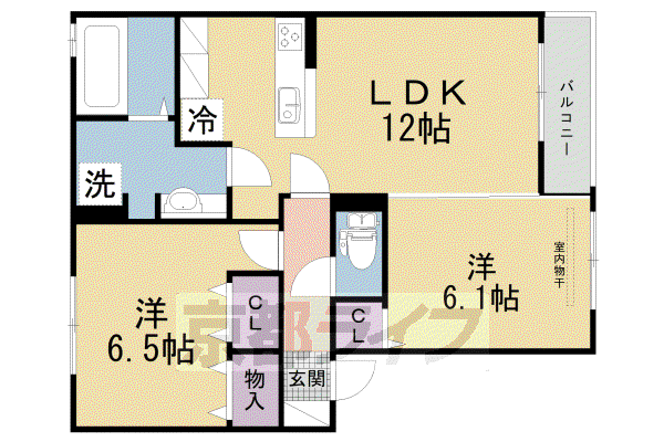 京阪電気鉄道京阪線 樟葉駅 徒歩30分 2階建 築11年(2LDK/1階)の間取り写真