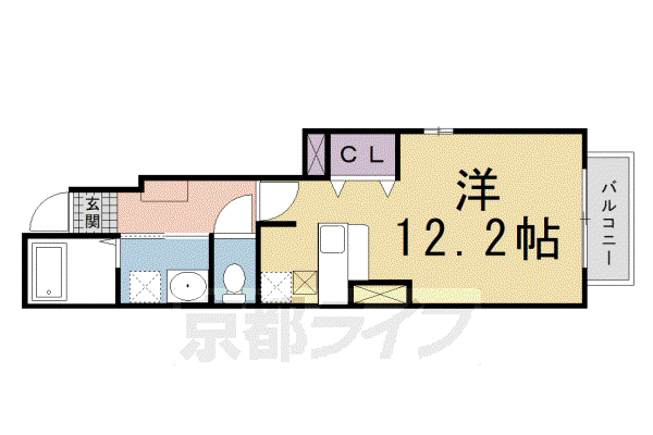 京阪電気鉄道交野線 宮之阪駅 徒歩22分 2階建 築13年(ワンルーム/1階)の間取り写真