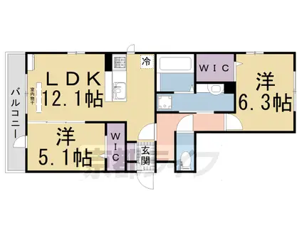 京阪電気鉄道京阪線 樟葉駅 徒歩15分 2階建 築7年(2LDK/2階)の間取り写真
