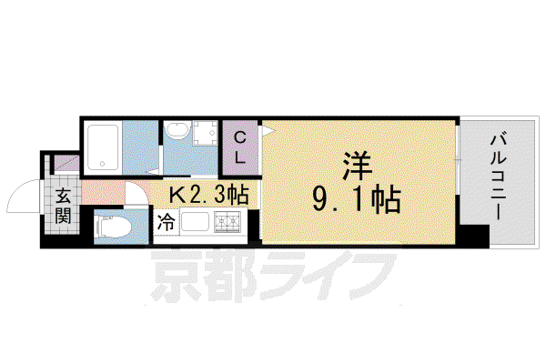 京阪電気鉄道交野線 宮之阪駅 徒歩11分 4階建 築5年(1K/2階)の間取り写真