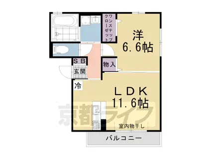 京阪電気鉄道京阪線 牧野駅 徒歩33分 3階建 築16年(1LDK/2階)の間取り写真