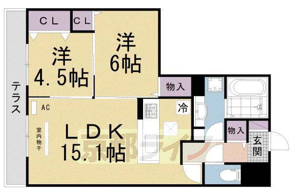 BELLE VILLE 高城(2LDK/1階)の間取り写真