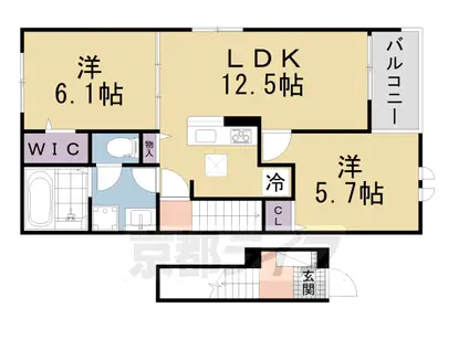 関西本線 加茂駅(京都) 徒歩6分 2階建 築2年(2LDK/2階)の間取り写真