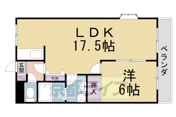 グリーンヒル(1LDK/2階)の間取り写真