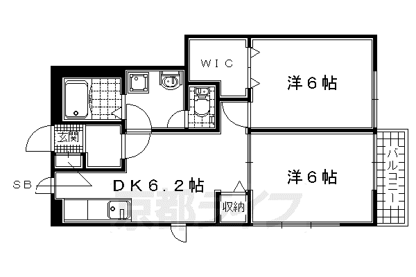 関西本線 木津駅(京都) 徒歩14分 2階建 築26年(2DK/2階)の間取り写真