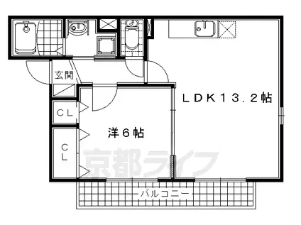 奈良線 玉水駅 徒歩5分 2階建 築13年(1LDK/2階)の間取り写真