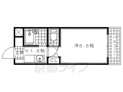 近鉄京都線 山田川駅 徒歩4分 4階建 築30年(1K/3階)の間取り写真