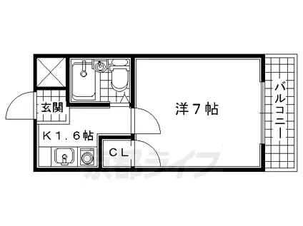 近鉄京都線 山田川駅 徒歩8分 4階建 築31年(1K/4階)の間取り写真