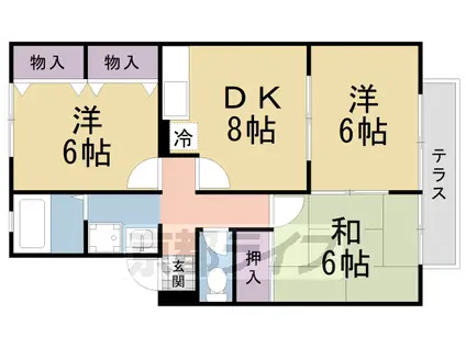 関西本線 木津駅(京都) 徒歩45分 2階建 築28年(3DK/1階)の間取り写真