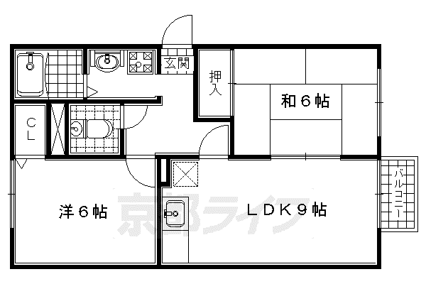 奈良線 木津駅(京都) 徒歩10分 2階建 築26年(2LDK/2階)の間取り写真
