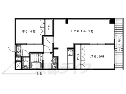 カサ・フェルメール(2LDK/2階)の間取り写真