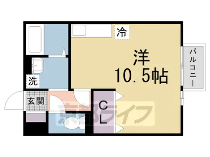 片町線 祝園駅 徒歩3分 2階建 築23年(ワンルーム/2階)の間取り写真