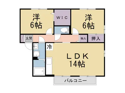関西本線 平城山駅 徒歩30分 2階建 築25年(2LDK/2階)の間取り写真