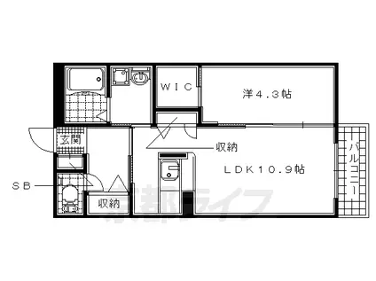 奈良線 木津駅(京都) 徒歩5分 2階建 築19年(1LDK/2階)の間取り写真