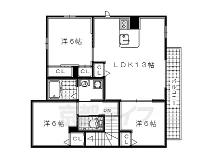 奈良線 木津駅(京都) 徒歩43分 2階建 築18年(3LDK/2階)の間取り写真