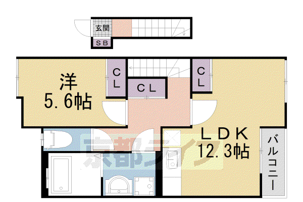 近鉄京都線 木津川台駅 徒歩8分 2階建 築17年(1LDK/2階)の間取り写真