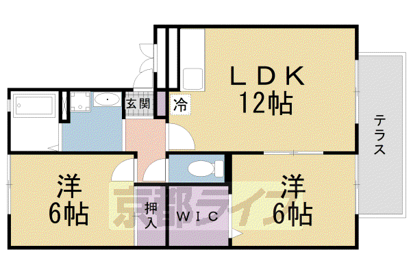 関西本線 木津駅(京都) 徒歩34分 3階建 築25年(2LDK/2階)の間取り写真