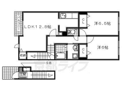 関西本線 加茂駅(京都) 徒歩7分 2階建 築17年(2LDK/2階)の間取り写真