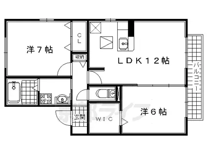 リビングタウン学研都市(2LDK/2階)の間取り写真
