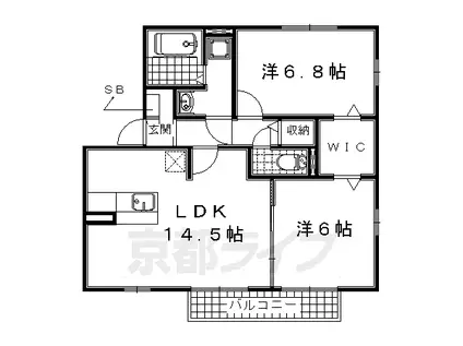リビングタウン州見台(2LDK/2階)の間取り写真