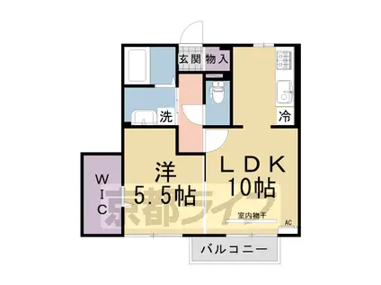 関西本線 木津駅(京都) 徒歩43分 2階建 築21年(1LDK/2階)の間取り写真