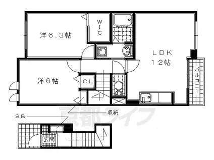 片町線 西木津駅 徒歩7分 2階建 築15年(2LDK/2階)の間取り写真