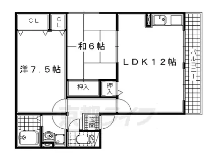 関西本線 加茂駅(京都) 徒歩7分 2階建 築24年(2LDK/2階)の間取り写真