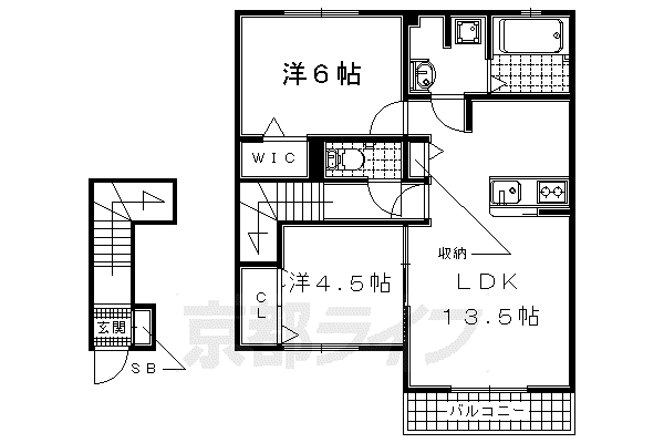 FIORE城山台(2LDK/2階)の間取り写真