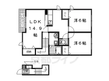 関西本線 加茂駅(京都) 徒歩6分 2階建 築12年(2LDK/2階)の間取り写真