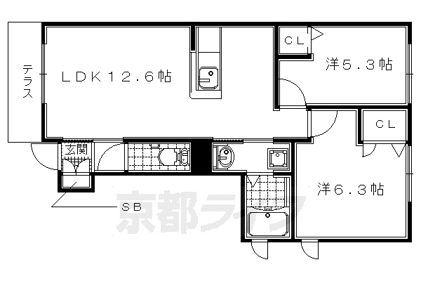 関西本線 木津駅(京都) 徒歩20分 2階建 築11年(2LDK/1階)の間取り写真