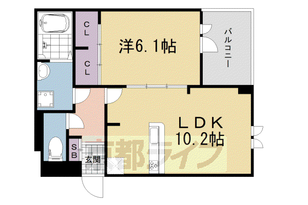 奈良線 木津駅(京都) 徒歩17分 3階建 築6年(1LDK/3階)の間取り写真