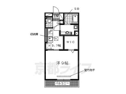 近鉄京都線 木津川台駅 徒歩47分 3階建 築10年(1K/2階)の間取り写真