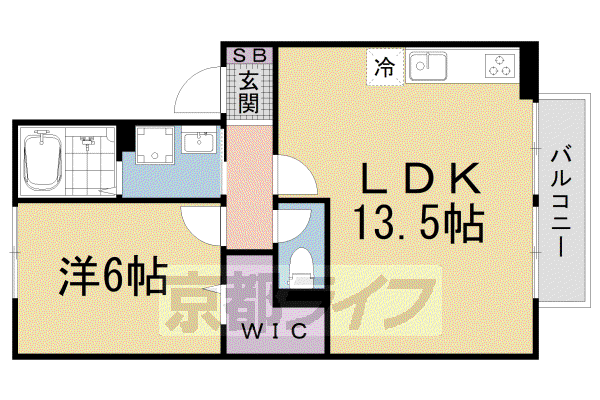 京都市東西線 椥辻駅 徒歩6分 2階建 築30年(1LDK/2階)の間取り写真