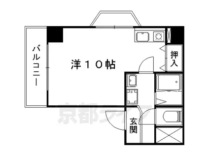 東海道本線 山科駅 徒歩3分 7階建 築28年(ワンルーム/3階)の間取り写真