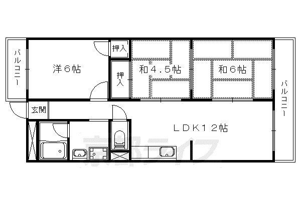 京都市東西線 東野駅(京都) 徒歩24分 3階建 築37年(3LDK/1階)の間取り写真