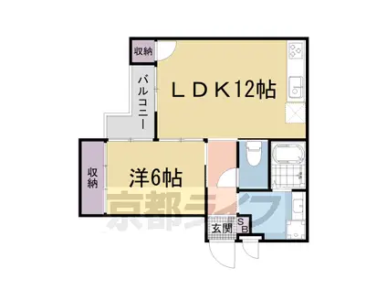 京都市東西線 椥辻駅 徒歩14分 3階建 築37年(1LDK/1階)の間取り写真